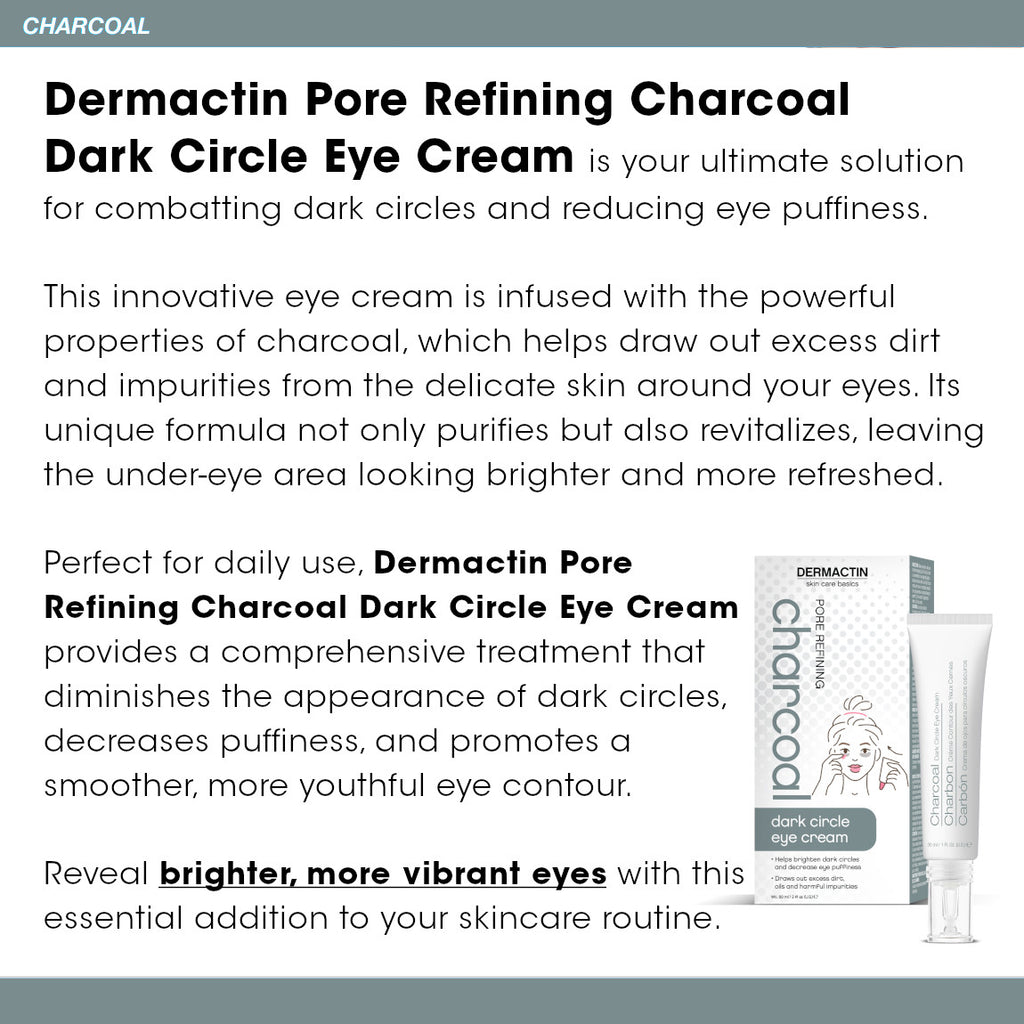 Dermactin Skin Care Basics Pore Refining Charcoal Dark Circle Eye Cream 2 oz