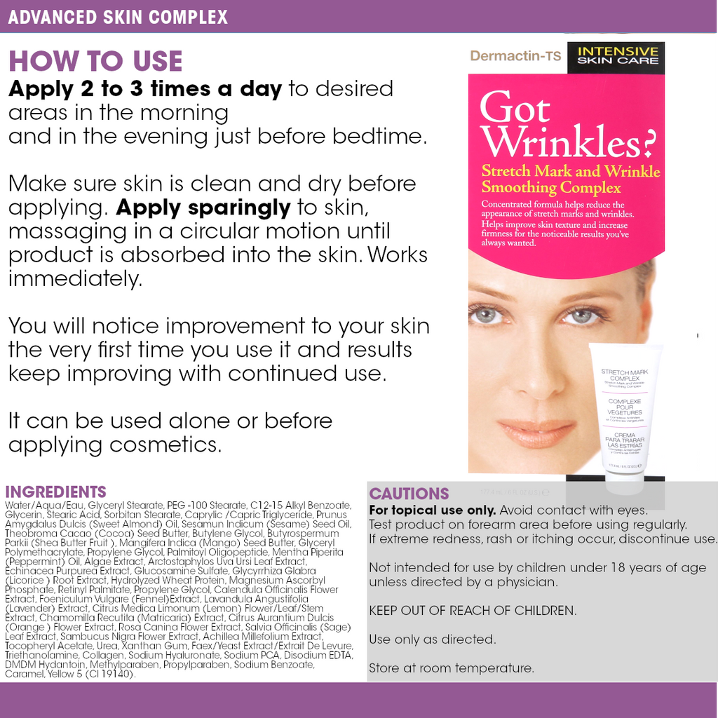 Dermactin Stretch Mark & Wrinkle Smoothing Complex Concentrated Formula 6 oz.