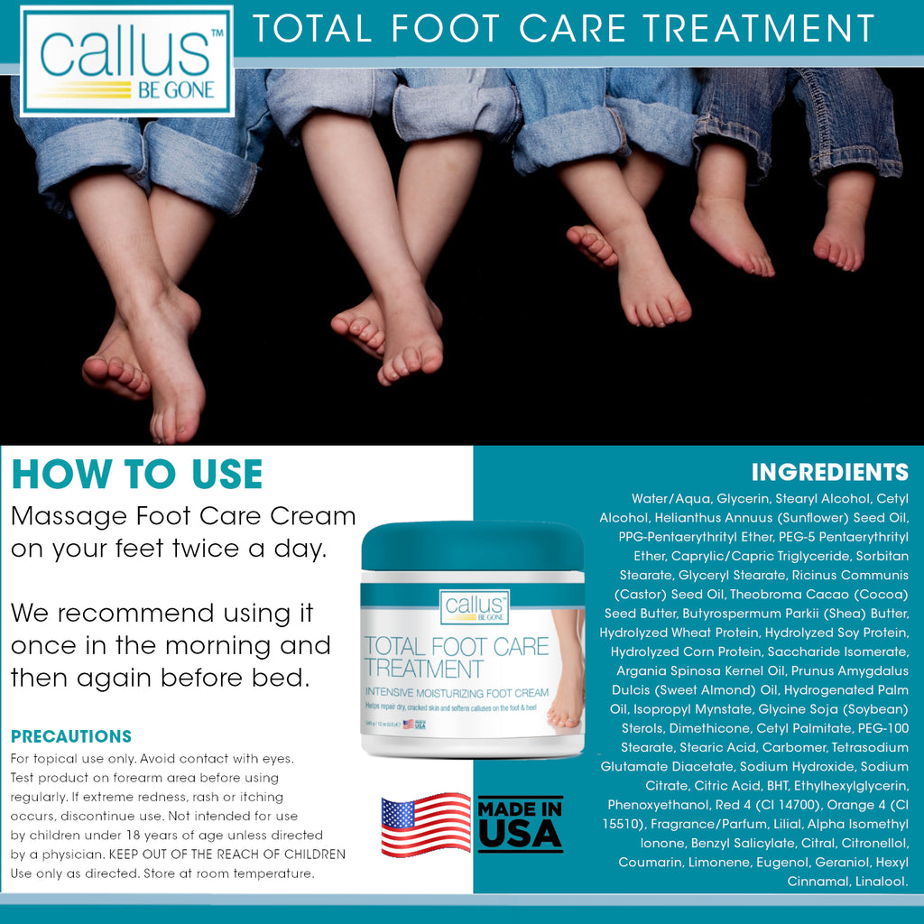 Callus Be Gone Total Foot Care Cream Treatment 12 Ounces